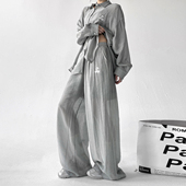 新款 韩系字母刺绣防晒衬衫 女高腰显瘦短裤 2025夏装 两件套装