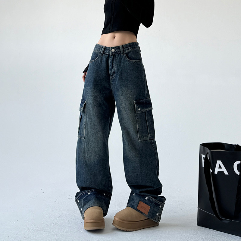 多口袋牛仔裤设计美式