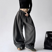 加厚休闲裤 女宽松显瘦百搭直筒阔腿裤 运动卫裤 2025新款 长裤 子
