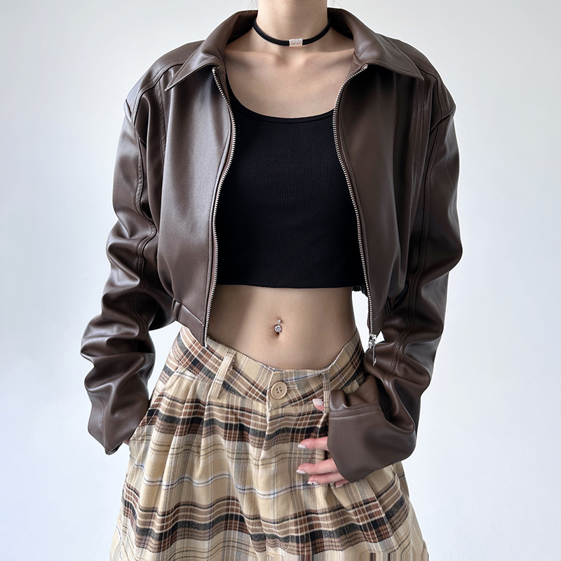 甜酷妹机车夹克短款上衣