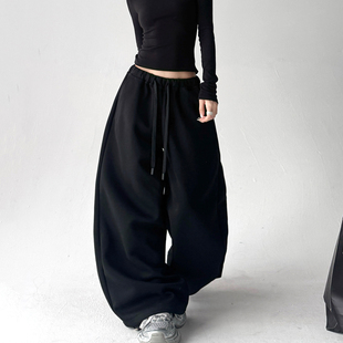 运动裤 直筒休闲阔腿裤 女冬季 宽松束脚卫裤 女 2025新款 美式