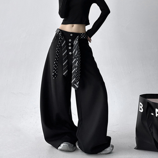 毛呢西装 子宽松bf慵懒风松弛阔腿拖地裤 休闲裤 裤 女2025冬季 时尚