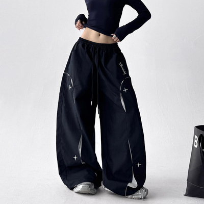 2025秋季新款休闲裤女韩系chic街舞穿搭潮牌高个子别致好看阔腿裤