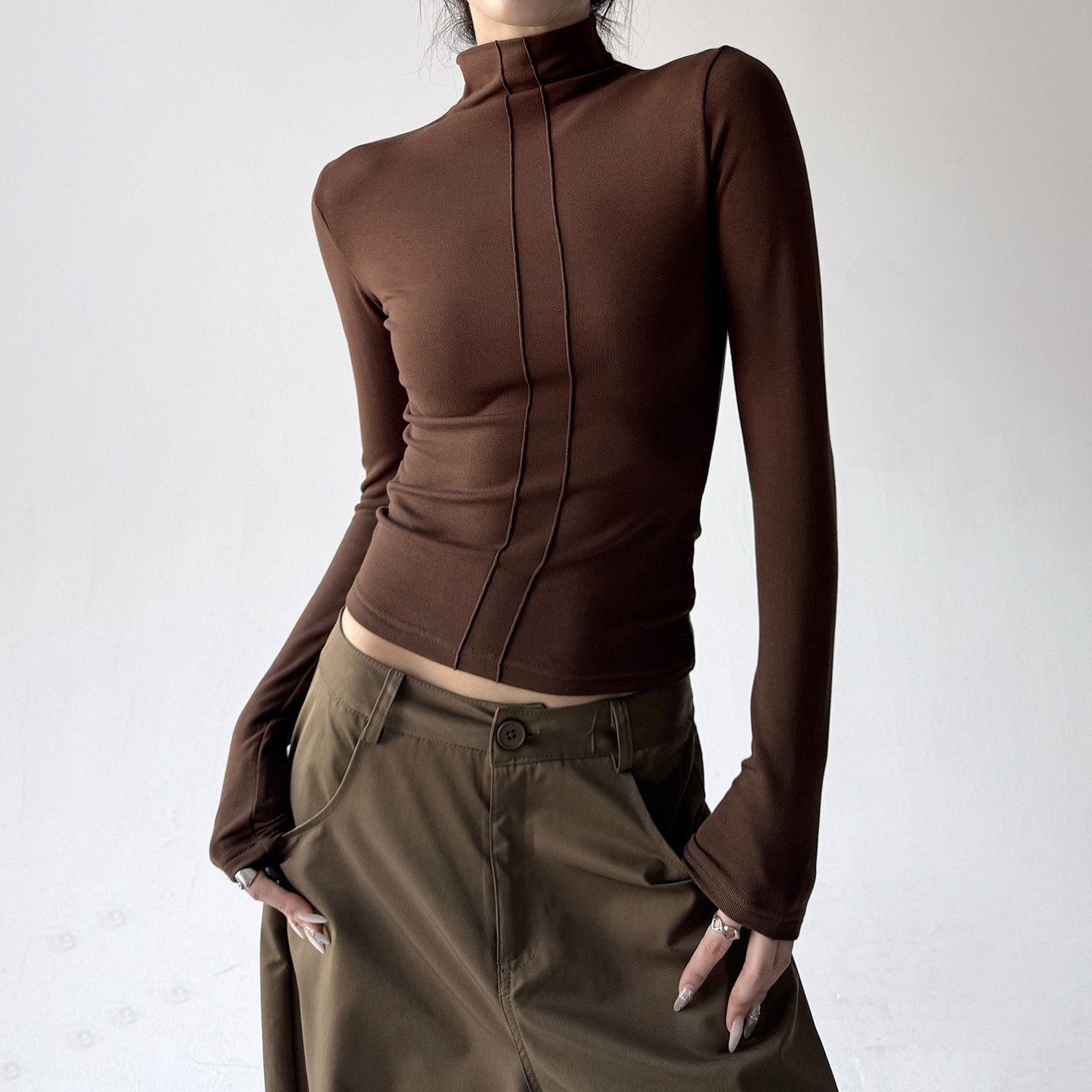 加绒半高领打底衫女2025秋冬装新款紧身长袖上衣修身保暖辣妹T恤,女装/女士精品,T恤,淘宝优惠券,粉丝福利购,淘宝优惠卷