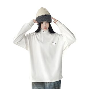 新款 宽松长袖 半高领打底衫 内搭美式 T恤 卫衣男秋冬季 2025冬季