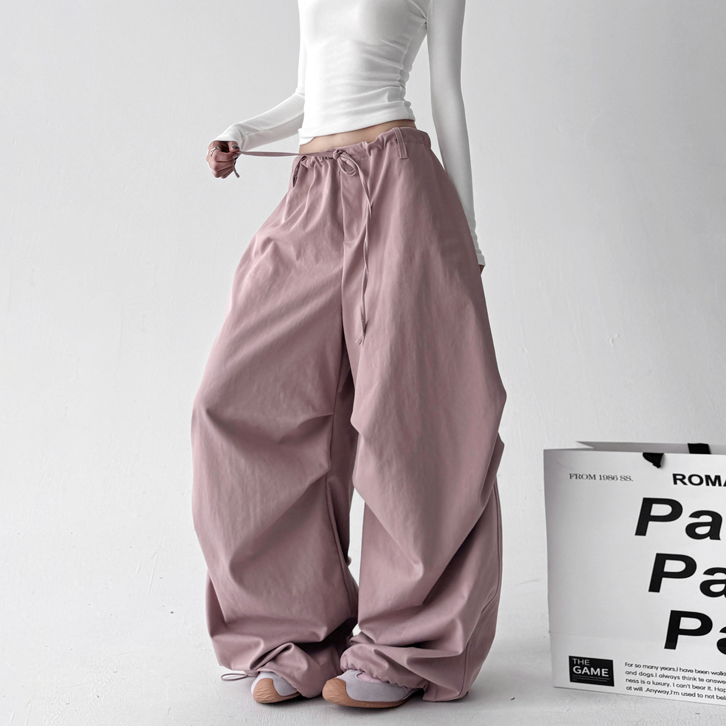 原创设计工装裤女2025春秋季新款阔腿裤宽松bf慵懒风休闲裤速干裤