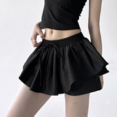 超火工装 运动风a字显瘦百褶半身裙子 新款 百搭黑色裤 裙女2025夏款