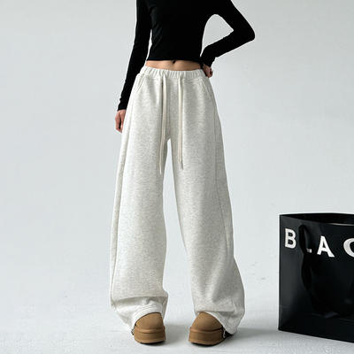 2025新款加绒加厚运动裤女冬季舞蹈宽松高腰显瘦抽绳直筒阔腿卫裤