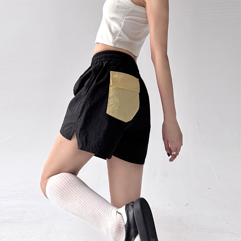 黑色美式复古高腰短裤女2025夏季辛苦宽松直筒运动舞蹈休闲裤热裤,女装/女士精品,休闲裤,淘宝优惠券,粉丝福利购,淘宝优惠卷