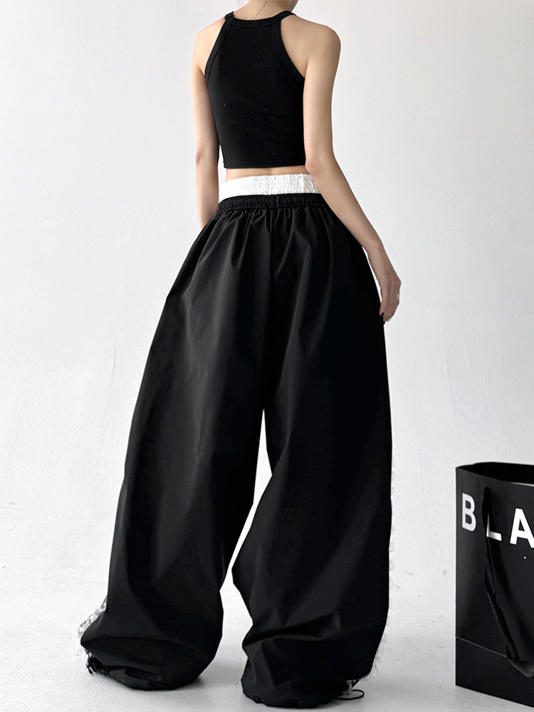 Lace Trim Wide-Leg Pants with Double Waistband - Product image 3