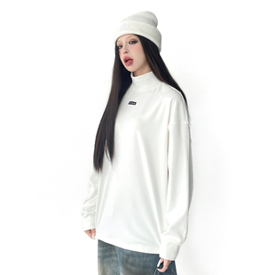 T恤女百搭宽松圆领韩版 2025冬季 长袖 新款 白色休闲潮流简约 时尚