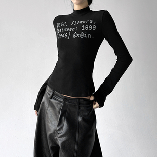 保暖内搭上衣 漂亮弹力修身 少女美辣妹字母印花T恤女2025冬季 新款