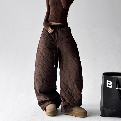 2025冬季新款韩版休闲裤女保暖抗寒衔缝百搭宽松棉裤巨好看休闲裤