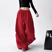 女2025秋冬季 新款 宽松超火秋季 舞蹈高级感休闲卫裤 直筒阔腿运动裤