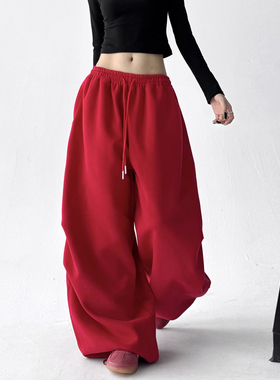 舞蹈高级感休闲卫裤女2025秋冬季新款宽松超火秋季直筒阔腿运动裤