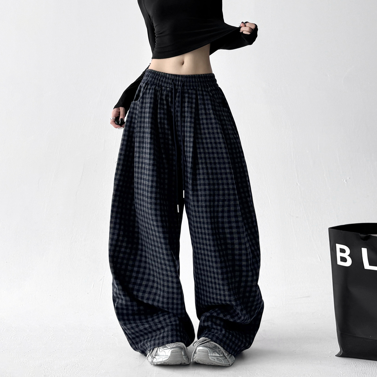 复古格子裤女2025超火秋装新款