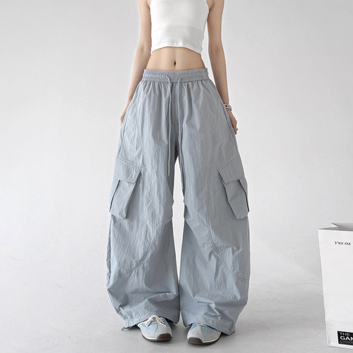 洋气工装裤女2026夏季新款速干防晒裤薄款阔腿裤宽松酷飒风休闲裤