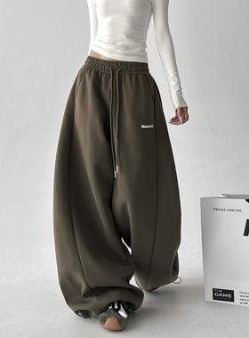 2025秋冬季新款街舞hiphop跳舞阔腿裤女嘻哈宽松束脚运动拖地裤