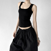 黑色方领吊带背心女2026夏装 上衣内搭打底 显瘦百搭无袖 新款 修身