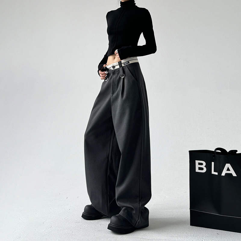 宽松垂感休闲直筒裤子