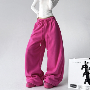 慵懒风百运动裤 摇粒绒休闲裤 加绒保暖宽松阔腿裤 新款 女2025秋冬装