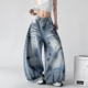 女拖地长裤 高街风水洗阔腿牛仔裤 高级感街头风 新款 2026春季
