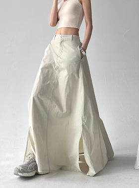 高腰显瘦木昱子半身裙A字裙潮开叉裙子休闲百搭2025夏季新款工装