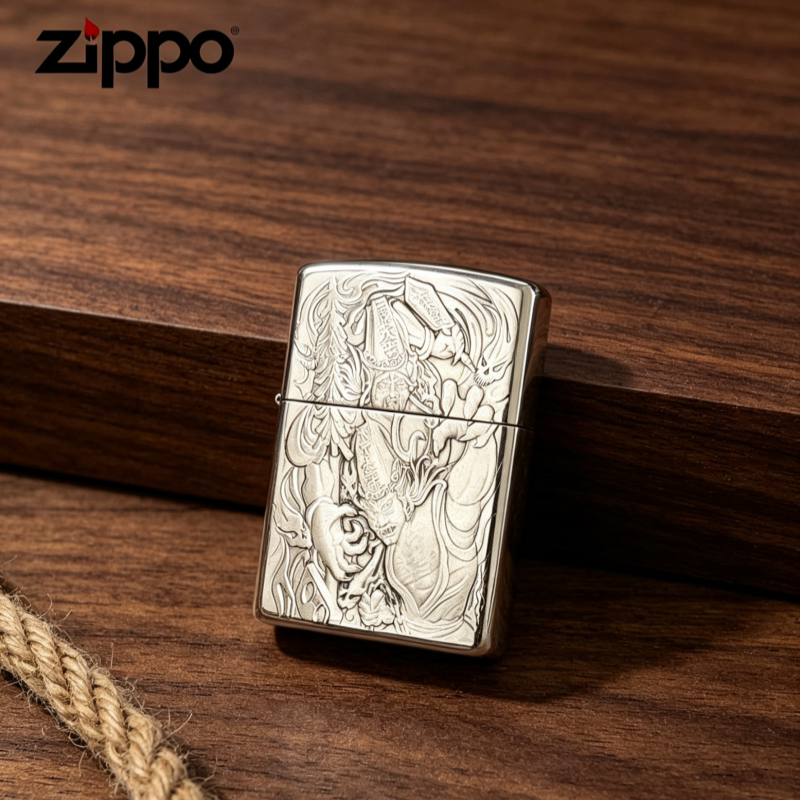 zippo正品白铜防风煤油打火机