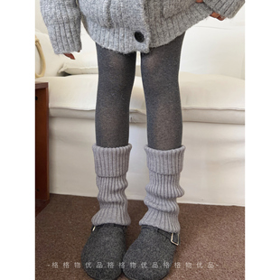 灰色翻边袜套女堆堆袜秋冬季显瘦加厚保暖小腿袜套配雪地靴鲨鱼裤