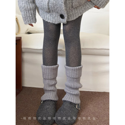 灰色翻边袜套女堆堆袜秋冬季显瘦加厚保暖小腿袜套配雪地靴鲨鱼裤