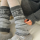 灰色费尔岛堆堆袜套女秋冬2025新款 复古显瘦加厚保暖配雪地靴腿套