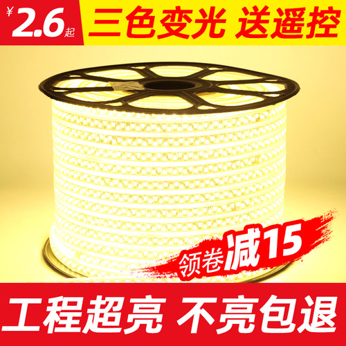 防水灯带三色变光220v超亮户外