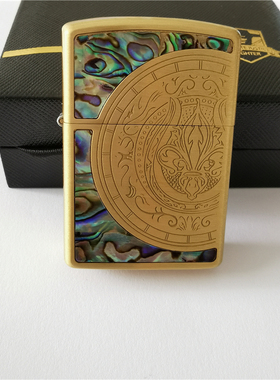 包邮佐罗黄铜煤油打火机个性贝壳背刻双面花冠彩贝复古防风91630