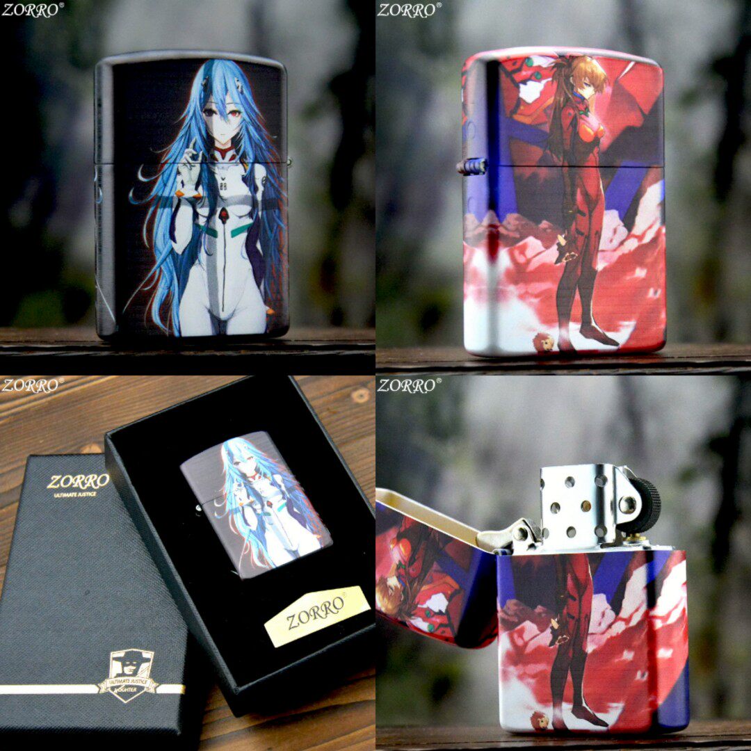 包邮佐罗福音战士明日香 绫波丽黄铜煤油打火机彩绘防风创意彩印