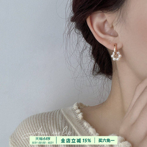 西西里岛珍珠耳夹无耳洞女小众设计高级气质硅胶耳饰2025年新款潮