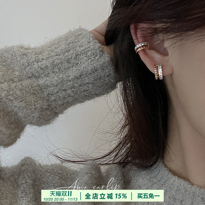 金银撞色蚊香盘耳夹无耳洞女设计感小众高级C型双耳圈耳饰2025年