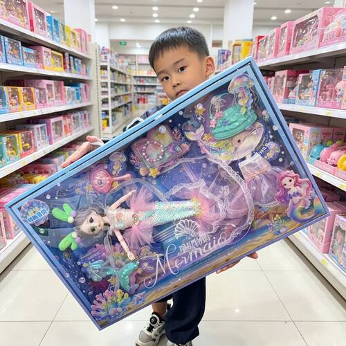 儿童美人鱼洋娃娃仿真女孩过家家场景换装套装玩具机构大礼盒礼品