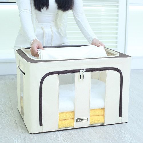 加厚衣柜收纳箱棉麻折叠筐储物袋