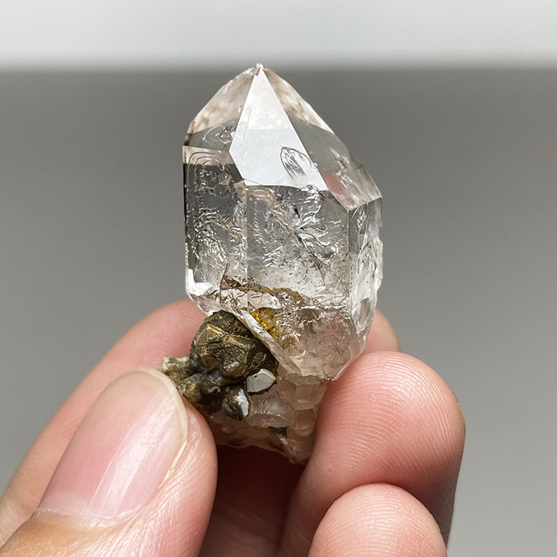 天然纳米比亚白水晶骸骨闪灵钻双尖水晶标本观赏骨干水晶原石