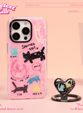 壳试验波点猫猫磁吸双层印花适用iphone17promax手机壳原创可爱萌系少女苹果16promax17pro15promax保护套16