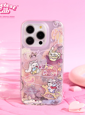 壳试验A DREAM双层印花磨砂闪粉适用iPhone17promax手机壳少女可爱17pro苹果16promax新款创意16pro15promax