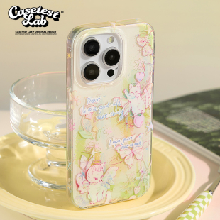 壳试验原创花园小猫双层印花适用iPhone17promax手机壳少女心苹果17pro可爱卡通16promax日韩15promax新款
