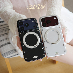 壳试验原创铆钉-银系列自带支架适用iPhone17promax18pro手机壳个性创意高级感苹果18promax保护套17pro新款