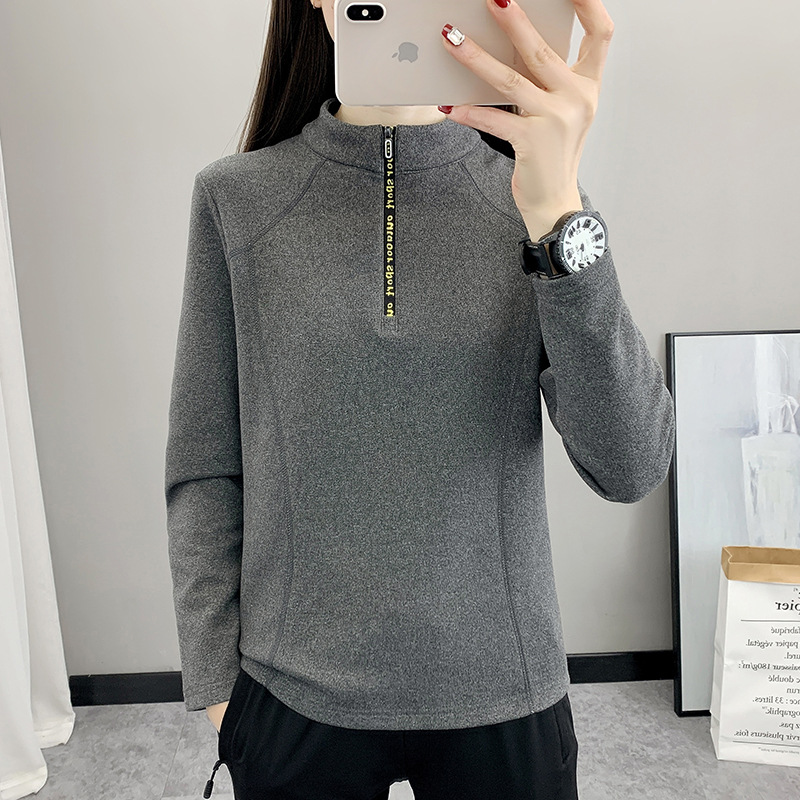 户外抓绒衣女摇粒绒长袖t恤打底衫加厚防寒保暖透气套头立领上衣
