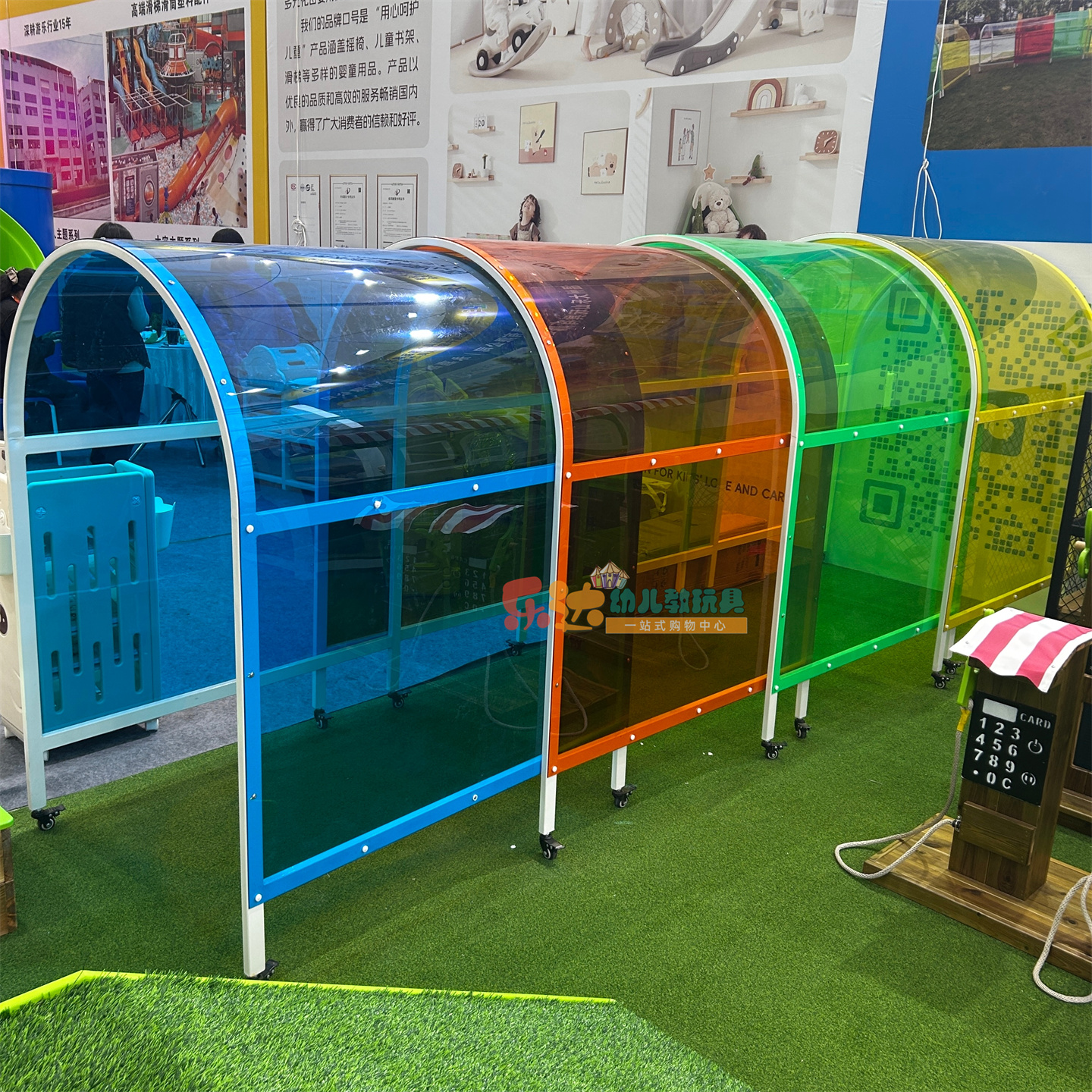 户外涂鸦隧道光影组合阳光房幼儿园拱形可移动光影挡雨棚自由组合