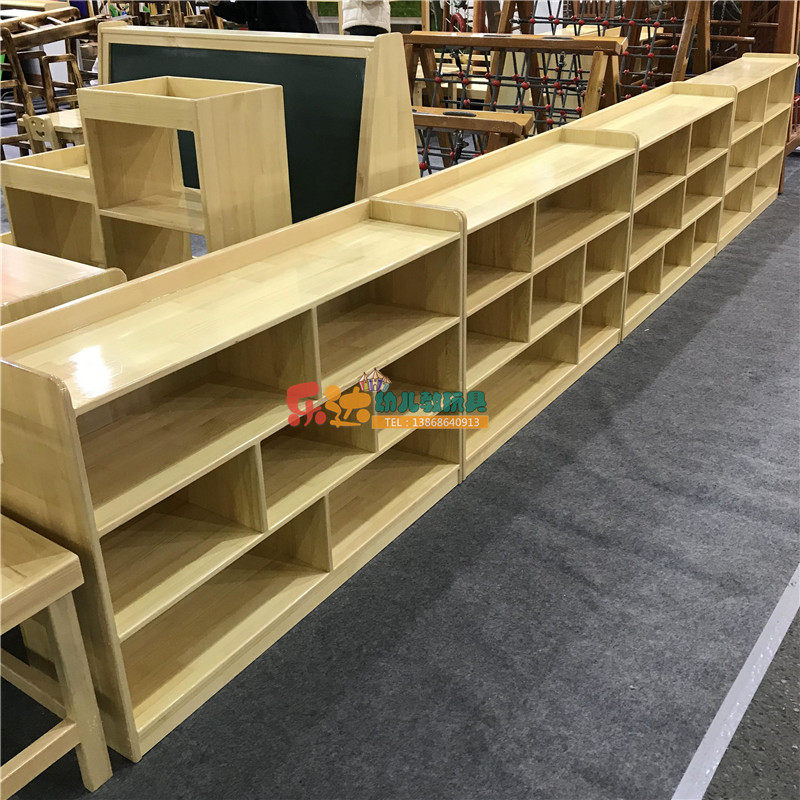 幼儿园儿童实木玩具柜进口樟子松储物收纳柜六格七格柜区角置物架