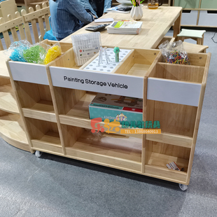 儿童美术区角收纳柜幼儿园美劳收纳车绘画作品展示柜画纸架纸筒柜