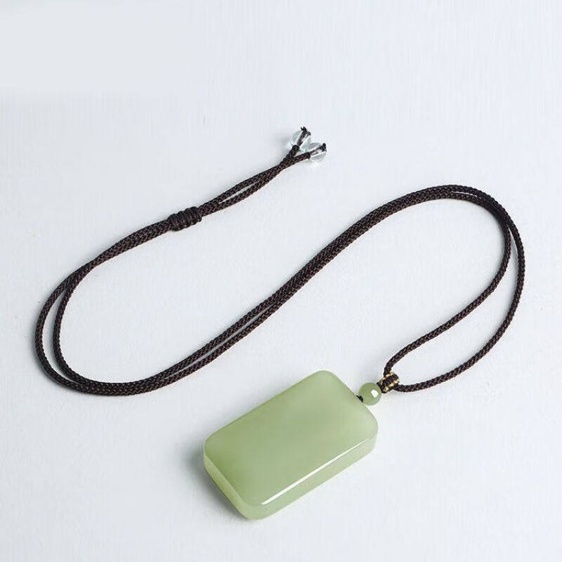 周宝福和田玉碧玉山水牌新疆吊坠晴水色平安无事牌男女款玉牌小号