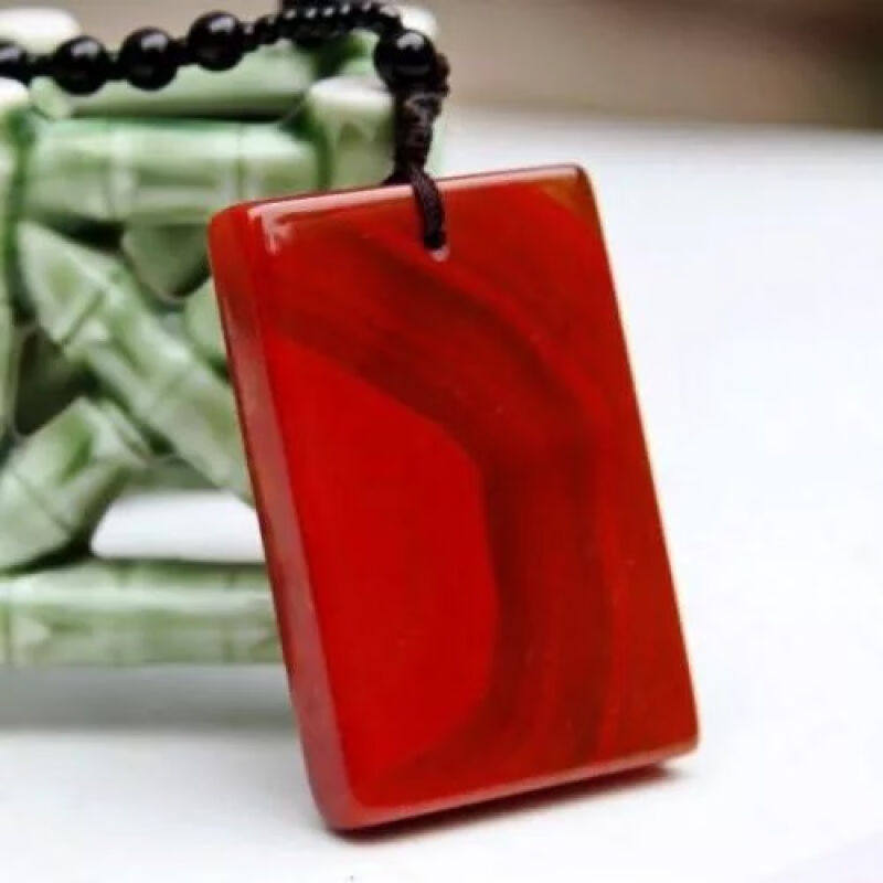 SNQP红玉吊坠男南红玛瑙玉平安无事牌女款玉石玉坠玉牌情侣挂件南
