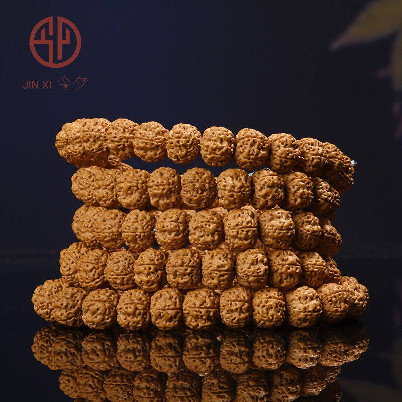 今夕小金刚菩提子手串男5五瓣108颗手链文玩把件双龙满肉11-12mm1